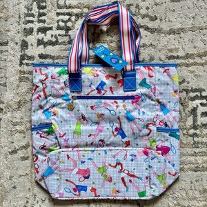 Sydney Love Sport ‘Court Time’ Tote Bag NEW white blue Racquet Tennis Ball